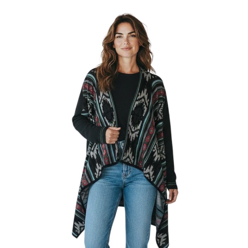 Icelandic Design Multicolor Aztec Longsleeve Long Open Cardigan-XL